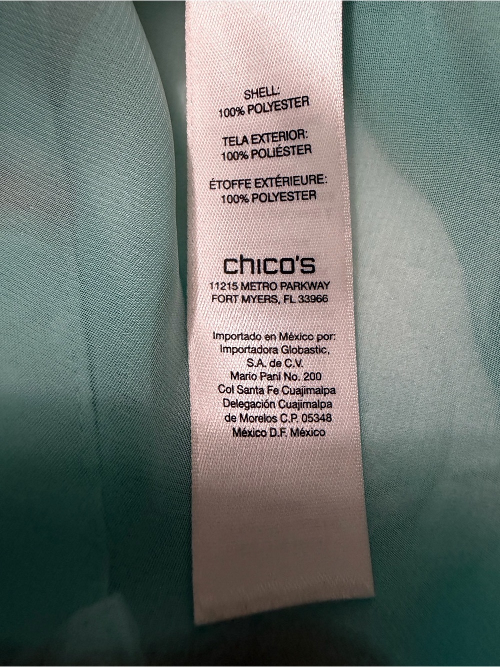 Chico's Aqua & Taupe Abstract Silk-Blend Button Front Blouse - Picture 7 of 7
